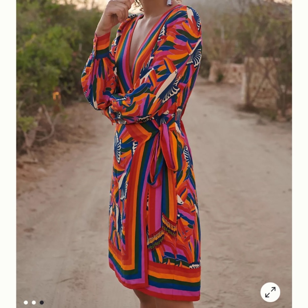 Anthropologie Farm Rio Tucanes Wrap Mini Dress